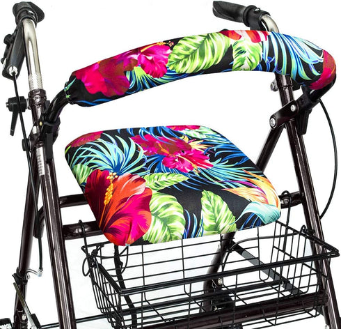 Top Glides Universal Rollator Walker Seat and Backrest Covers (Tropical)